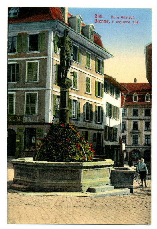 Carte postale ancienne Switzerland mittelland Bienne former bustling city