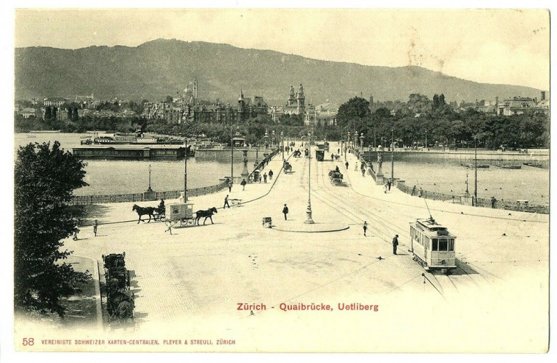 Carte postale ancienne Switzerland zurich uetliberg animated quaibrücke