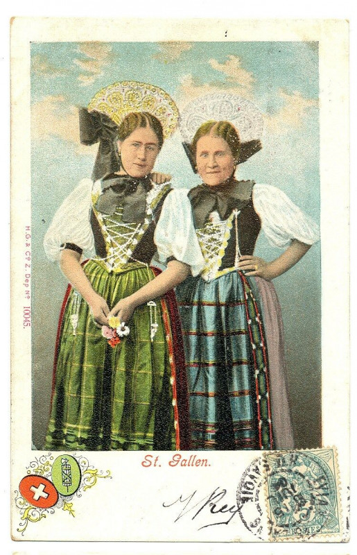 Carte postale ancienne Eastern switzerland st. gallen folklore costume à Lor