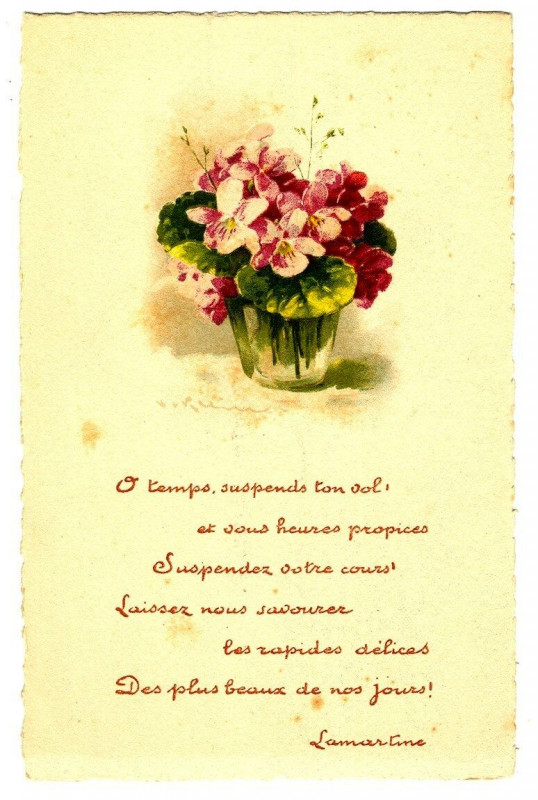 Carte postale ancienne Fantaisie bouquet of flowers lamartine imprints fantasy postcard