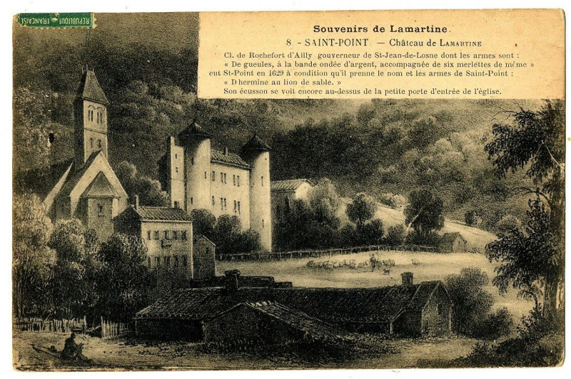Carte postale ancienne 71 saône et loire st. point castle lamartine illustration