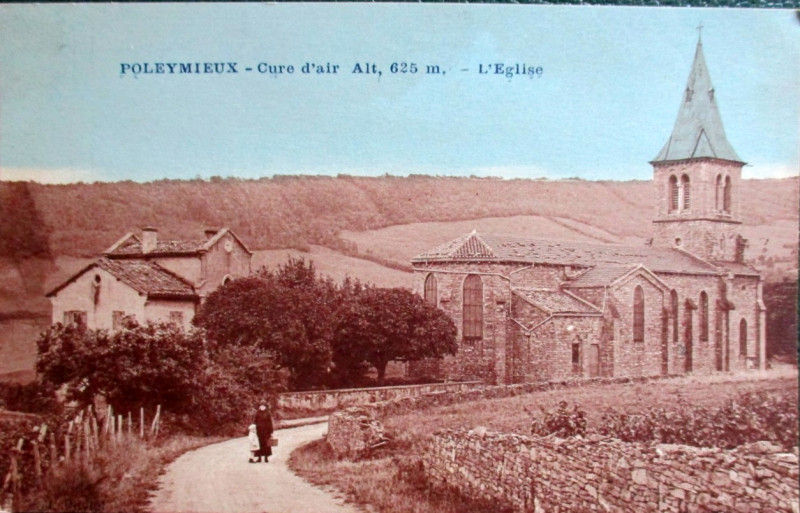 Carte postale ancienne Poleymieux (Rhône) -Eglise 1a