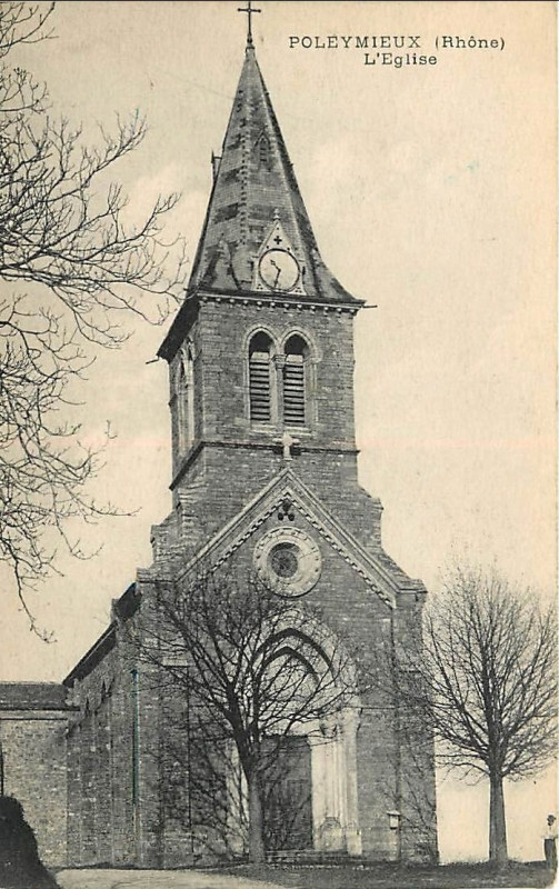 Carte postale ancienne Poleymieux (Rhône) -Eglise 2b