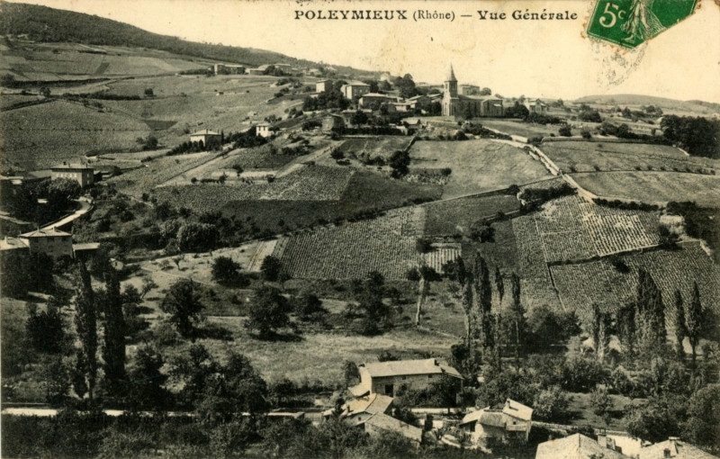 Carte postale ancienne Poleymieux (Rhône) - vue générale 13