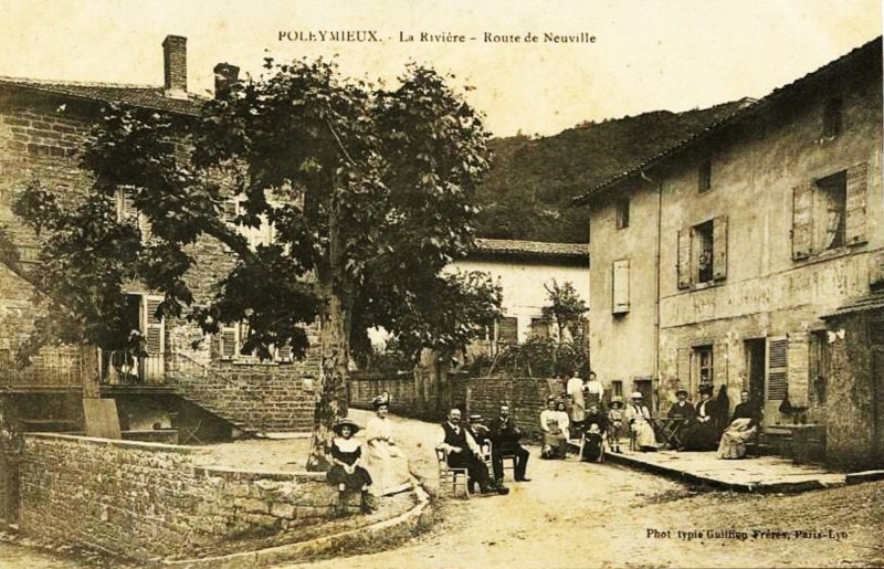 Carte postale ancienne Poleymieux (Rhône) - quartier de la rivière 3b