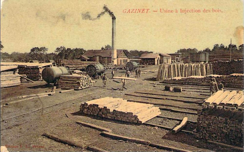 Carte postale ancienne Gazinet - Usine à bois 1