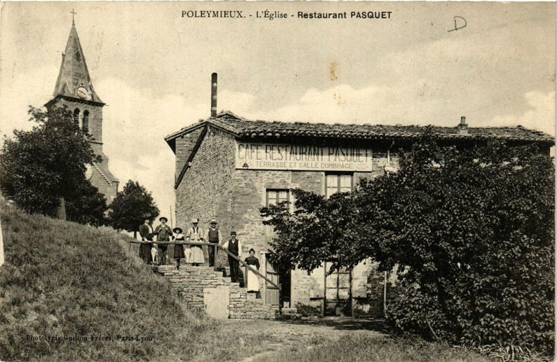 Carte postale ancienne Poleymieux (Rhône) - Hôtel Pasquet 2
