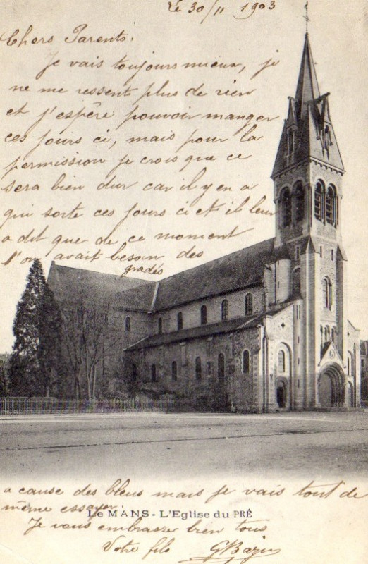 Carte postale ancienne Le Mans - L'Eglise du Pre au Mans