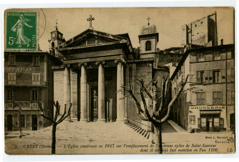 Carte postale ancienne Drôme Crest L'Eglise construite en 1847 à Crest