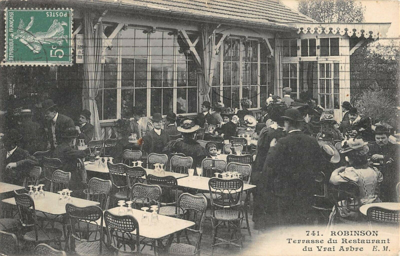 Carte postale ancienne Robinson Terrasse Du Restaurant Du Vai Arbre