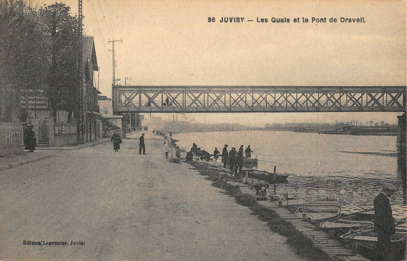 Carte postale ancienne Juvisy Les Quais Et Le Pont De Draveil à Draveil