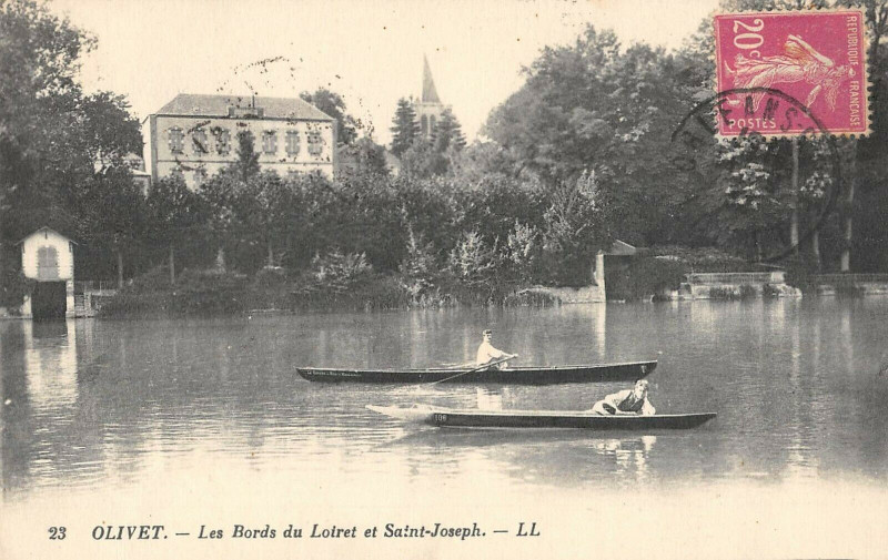 Carte postale ancienne Olivet Les Bords Du Loiret Et Saint Joseph à Olivet
