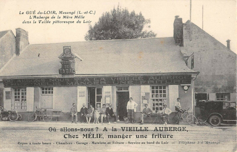 Carte postale ancienne Le Gue Du Loir Mazange L'Auberge De La Mere Melie à Mer