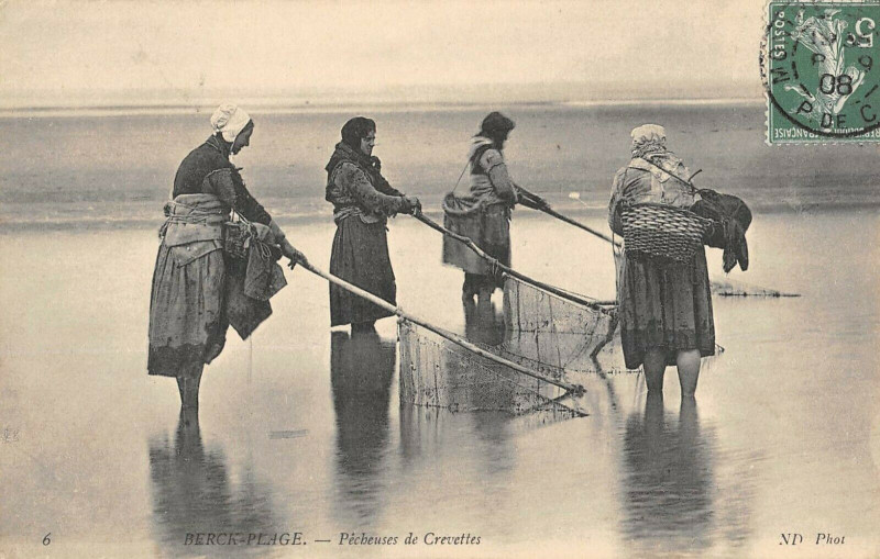 Carte postale ancienne Berck Plage Pecheuses De Crevettes à Berck