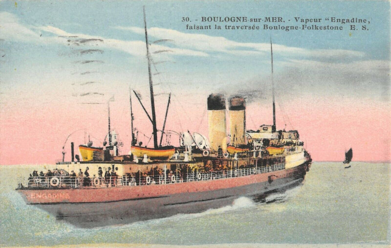 Carte postale ancienne Boulogne Sur Mer Vapeur Engadine à Boulogne-sur-Mer