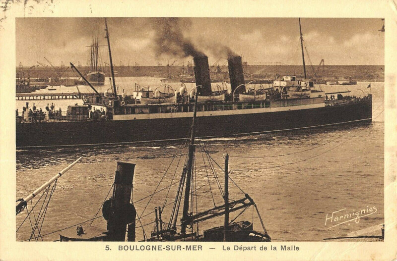 Carte postale ancienne Boulogne Sur Mer Le Depart De La Malle à Boulogne-sur-Mer