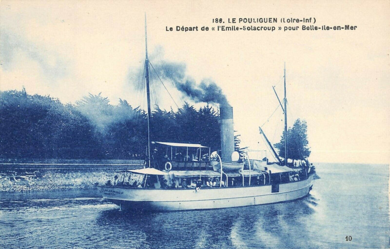 Carte postale ancienne Le Pouliguen Le Depart De L'Emile Soulacroup Pour Belle Ile En Mer au Pouliguen