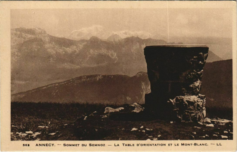 Carte postale ancienne Annecy Sommet du Semnoz - La Table d'Orientation à La Table