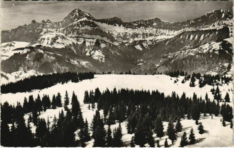 Carte postale ancienne Crest-Voland Sommet du Lachat et Mont Charvin à Crest-Voland
