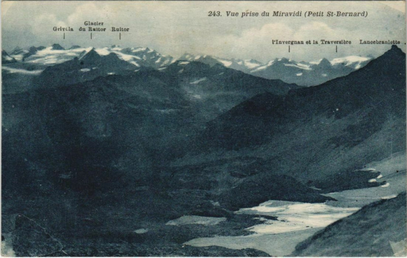 Carte postale ancienne Vue prise du Miravidi - Petit Saint-Bernard