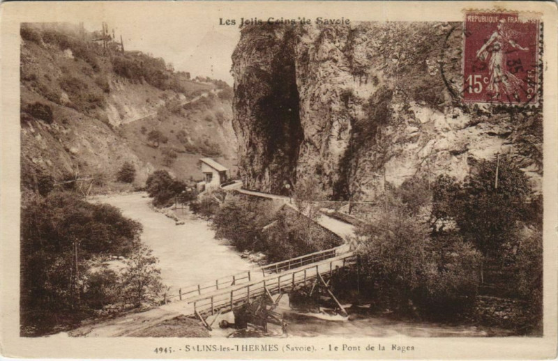 Carte postale ancienne Salins-les-Thermes Le Pont de la Ragea