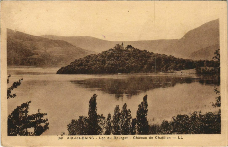 Carte postale ancienne Aix-les-Bains Lac du Bourget - Chateau de Chatillon à Aix-les-Bains