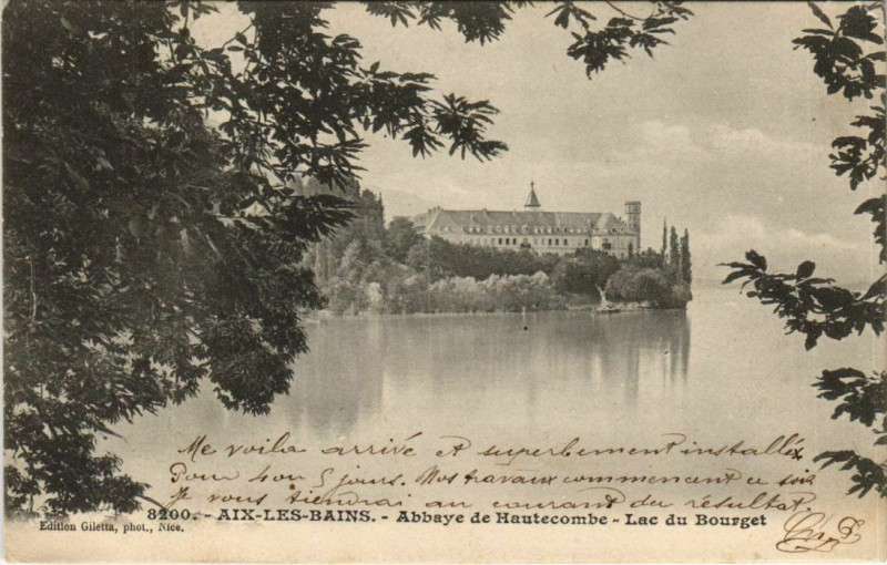 Carte postale ancienne Aix-les-Bains Abbaye d'Hautecombe - Lac du Bourget à Aix-les-Bains