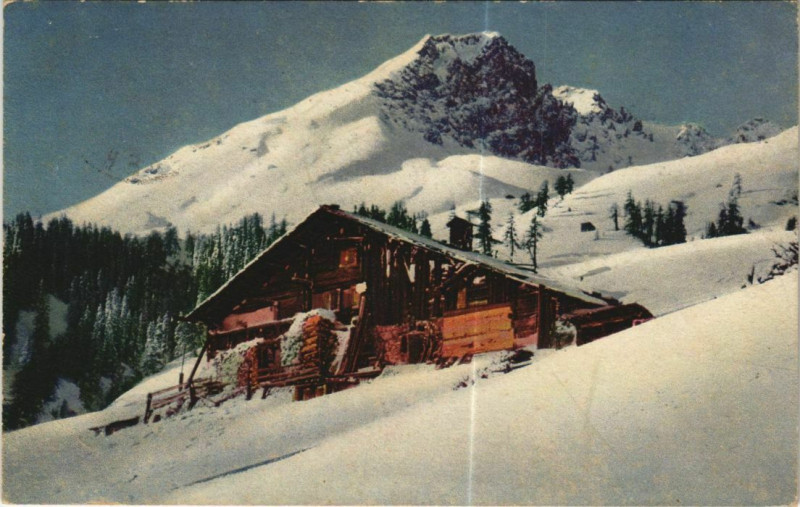 Carte postale ancienne Savoie - Mountain House at Winter