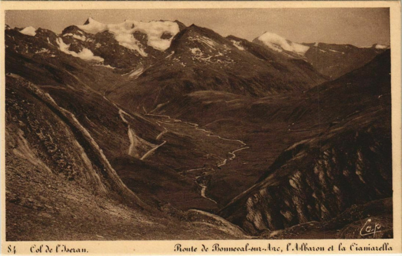 Carte postale ancienne Col de l'Iseran - Route de Bonneval-sur-Arc à Bonneval-sur-Arc