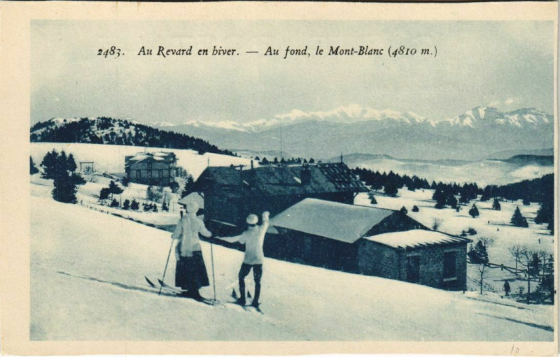 Carte postale ancienne Au Revard en Hiver - Au Fond le Mont Blanc