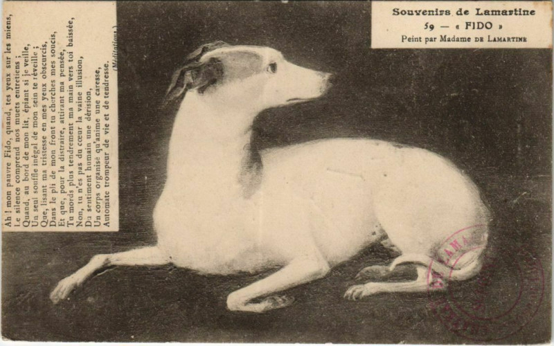 Carte postale ancienne Souvenirs de Lamartine - Fido - Peint par Madame de Lamartine