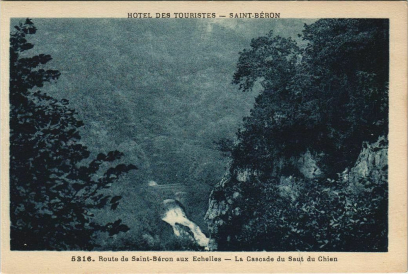 Carte postale ancienne Saint-Beron Route Saint-Beron Echelles - Cascade du Saut du Chien