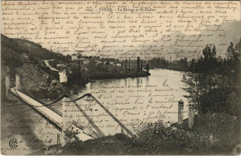 Carte postale ancienne Yenne Le Rhone et Saint-Didier à Yenne