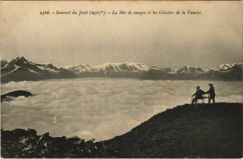 Carte postale ancienne Sommet du Jovet - La Mer de Nuages et les Glaciers de la Vanoise