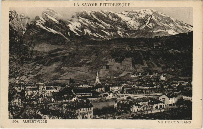 Carte postale ancienne Albertville Vu de Conflans à Albertville