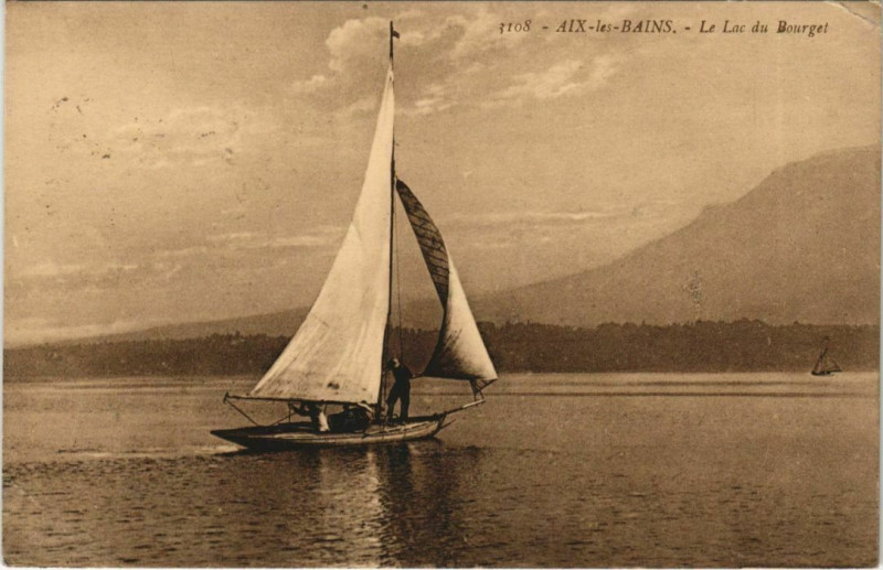 Carte postale ancienne Aix-les-Bains Le Lac du Bourget à Aix-les-Bains