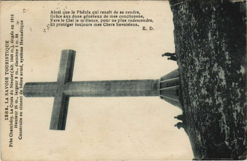 Carte postale ancienne Chambery Croix du Nivolet