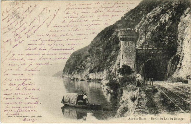 Carte postale ancienne Aix-les-Bains Bords du Lac du Bourget à Aix-les-Bains