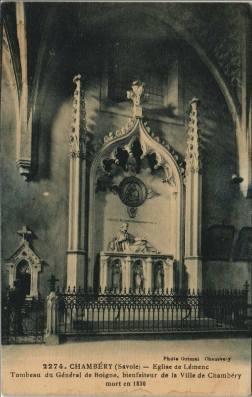 Carte postale ancienne Chambery Eglise de Lemenc - Tombeau du General de Boigne