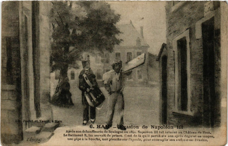 Carte postale ancienne Evasion de Napoléon III à Ham
