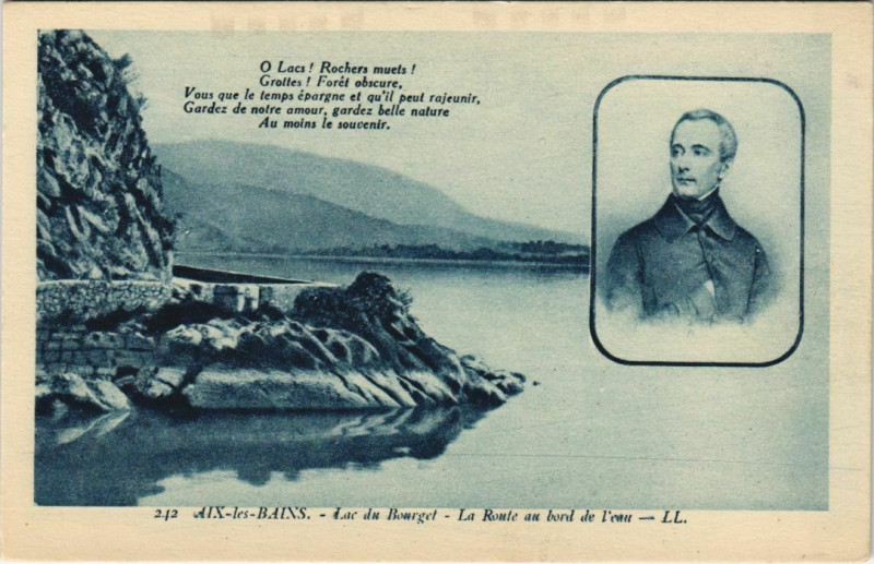Carte postale ancienne Aix-les-Bains Lac du Bourget - La Route au Bord de l'Eau à Aix-les-Bains