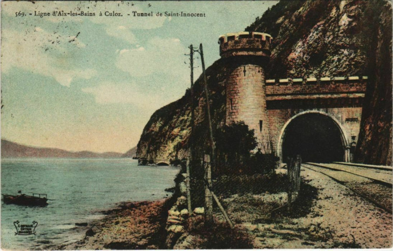 Carte postale ancienne Ligne d'Aix-les-Bains a Culoz - Tunnel de Saint-Innocent à Aix-les-Bains