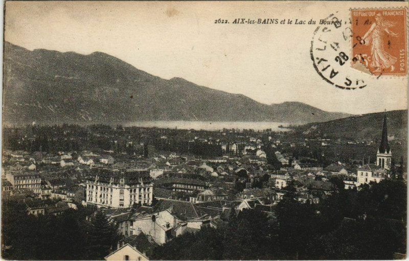 Carte postale ancienne Aix-les-Bains et Le Lac du Bourget à Aix-les-Bains