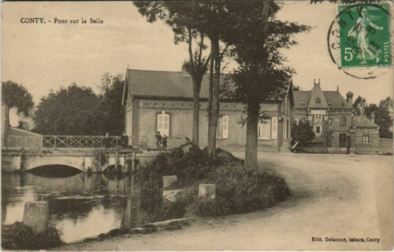 Carte postale ancienne Conty Pont sur la Selle à Conty
