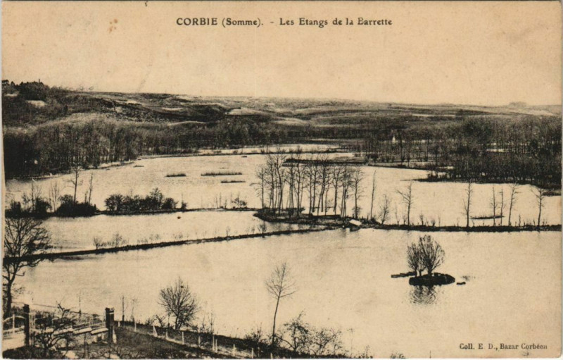 Carte postale ancienne Corbie Les Etangs de la Barrette à Corbie