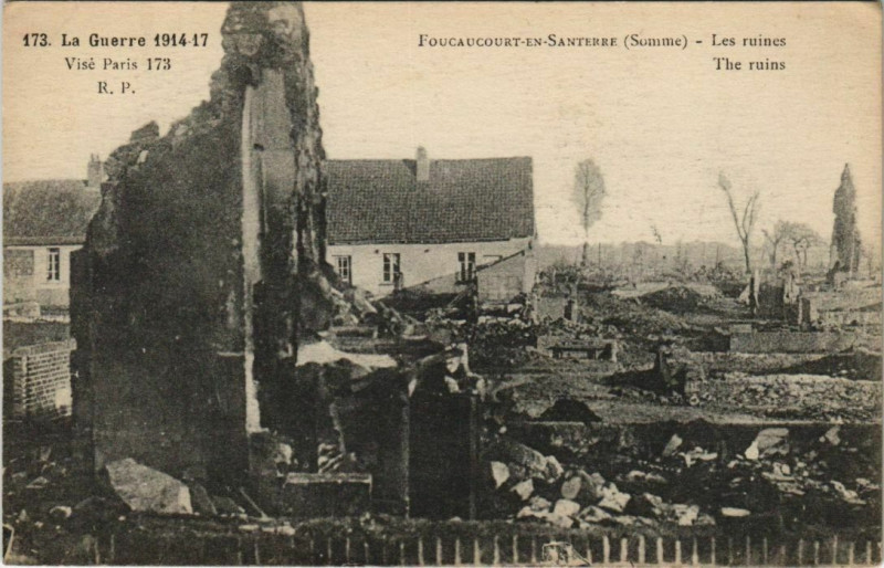 Carte postale ancienne Guerre Foucaucourt-En-Santerre Les Ruines à Foucaucourt-en-Santerre
