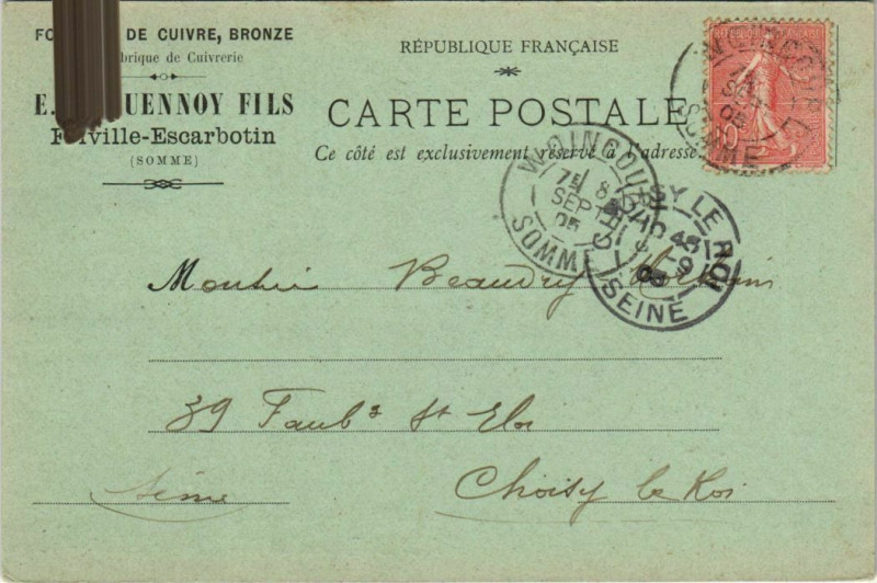 Carte postale ancienne Friville-Escarbotin Fonderie de Cuivre à Friville-Escarbotin