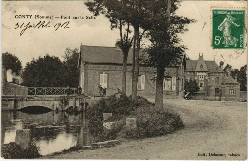 Carte postale ancienne Conty Pont sur la Selle à Conty