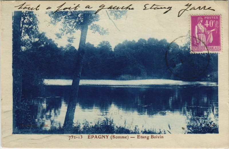 Carte postale ancienne Epagny Etang Boivin à Y