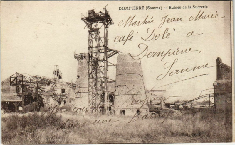 Carte postale ancienne Dompierre Ruines de la Sucrerie